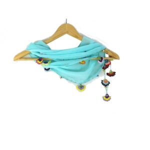 ChoosePick Crochet Handmade Aqua Necklace Scarfs Silk Scarflette/Dupatta for Women