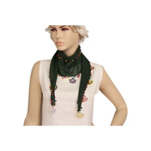 ChoosePick Crochet Handmade Black Necklace Scarfs Silk Scarflette/Dupatta for Women