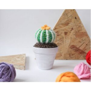 Handmade Mini Crochet Cactus with flower