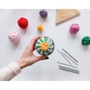Handmade Mini Crochet Cactus with flower