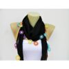 ChoosePick Crochet Handmade Black Necklace Scarfs Silk Scarflette/Dupatta for Women - Image 4